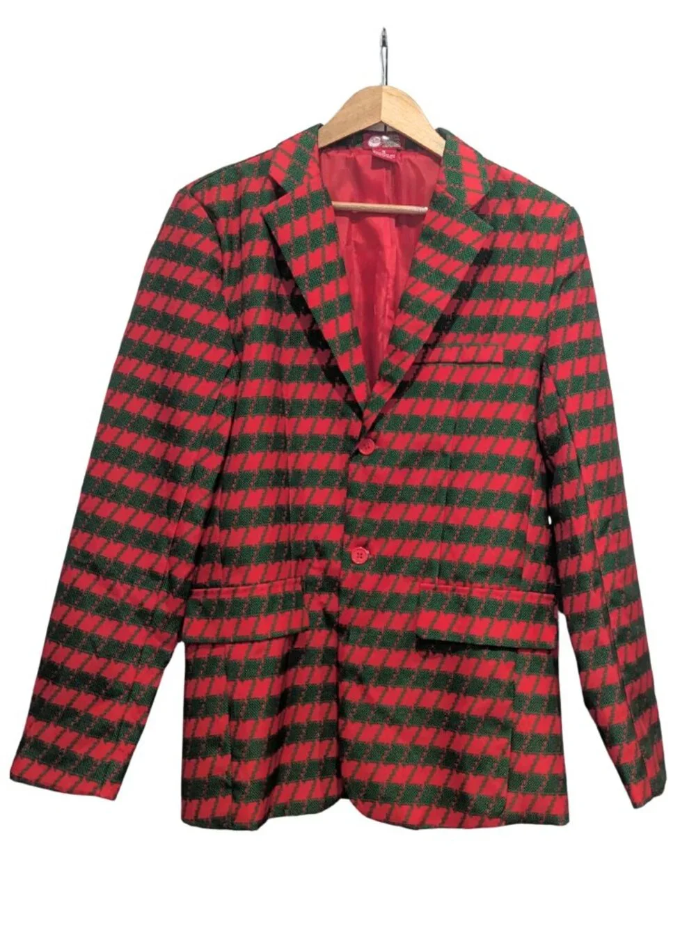 DEC 25th Men’s Christmas Blazer S Red Green Houndstooth Holiday Party